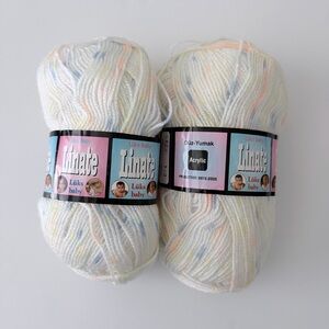 Linate Lüks Super Baby Acrylic Yarn - Pastel Speckle White 2 Skeins 100g Each